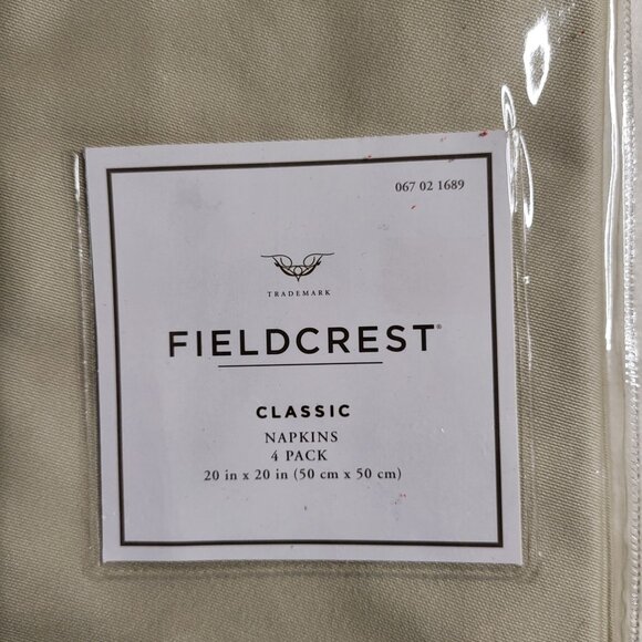 Set of 4 Fieldcrest Fabric Napkins Beige Tan Sateen Finish 100% Cotton 20x20" - Picture 2 of 4